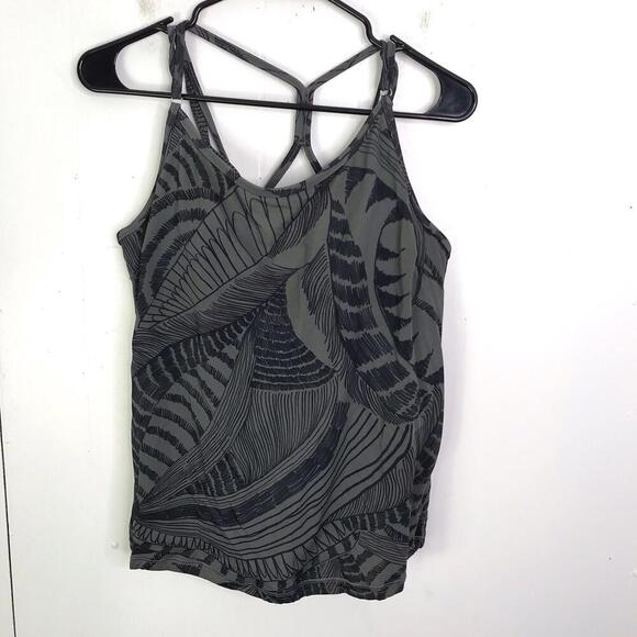 Athleta Swim Top Womens 38B C Padded Cup Tankini Strappy Back Tropical Dark - Picture 1 of 7